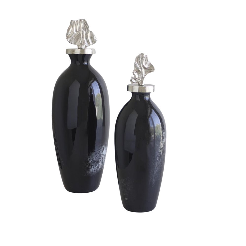 Black Sculptural Vase Set
