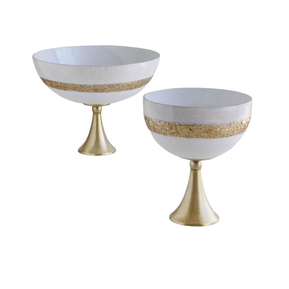 Gold-Band Pedestal Bowl Set