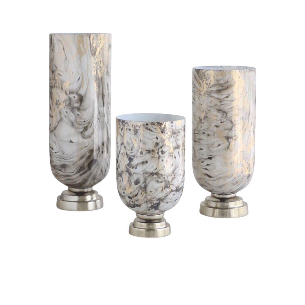Marble-Effect Decorative Vase Set