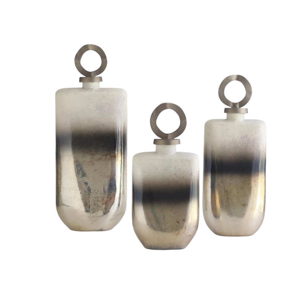 Metallic Ring Handle Vase Set