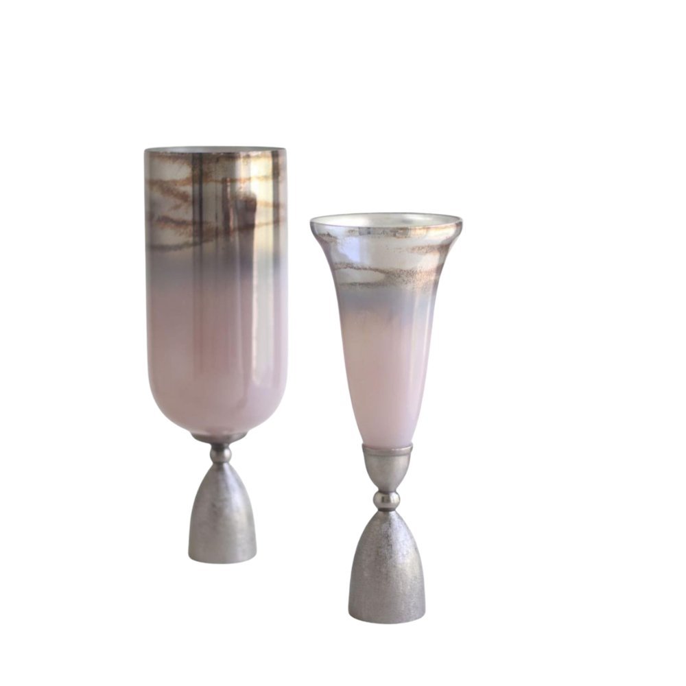 Rose-Tone Metallic Vase Set