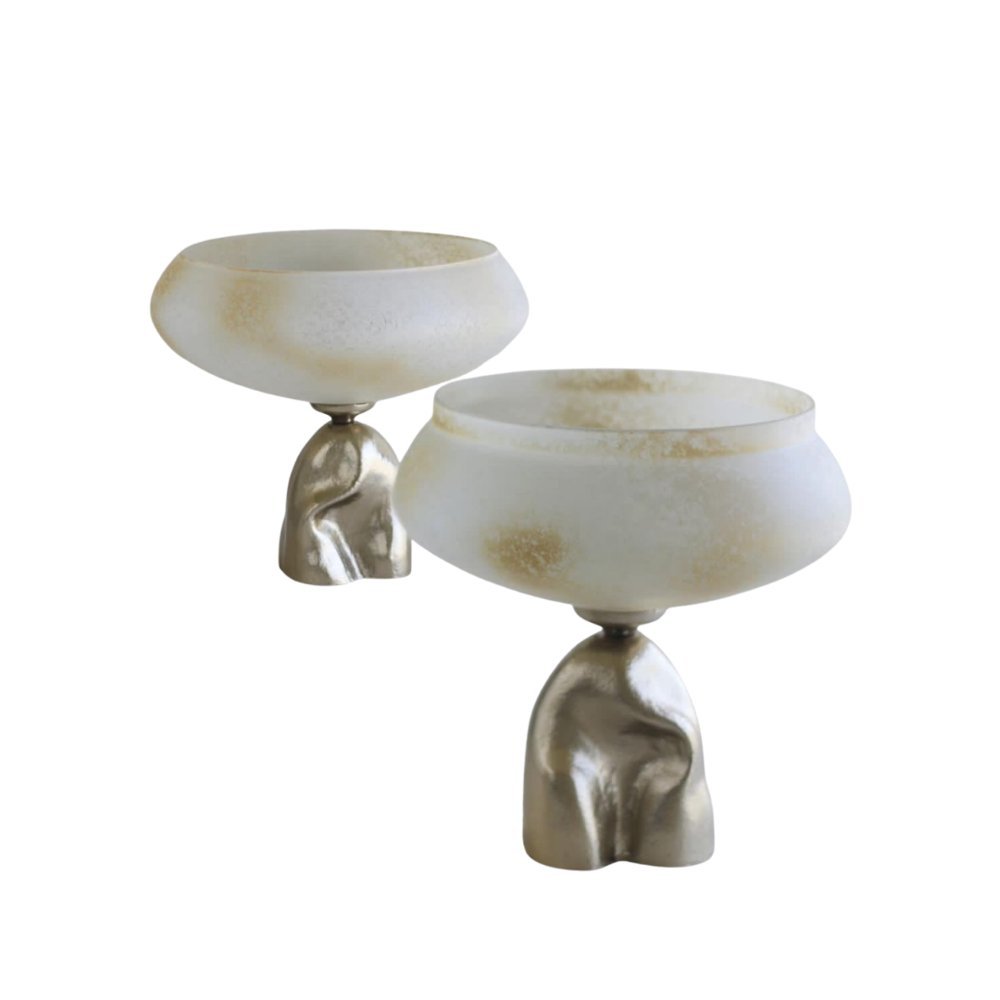 Sculptural Pedestal Bowl Pair