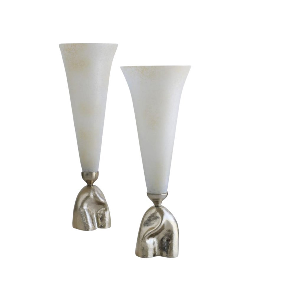 Tall Sculptural Pedestal Vase Pair